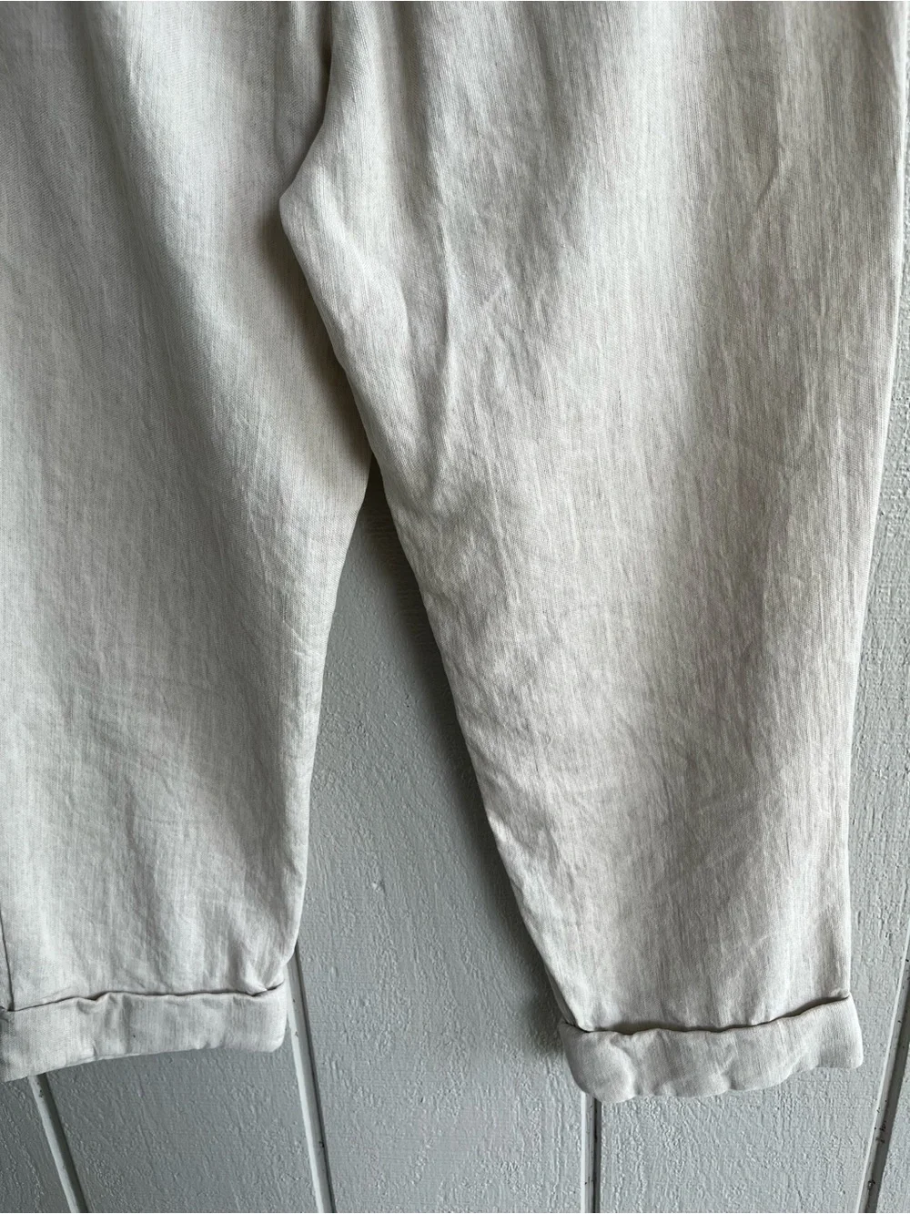 Aritzia Wilfred Linen Blend Cropped Trousers in Cream Size S